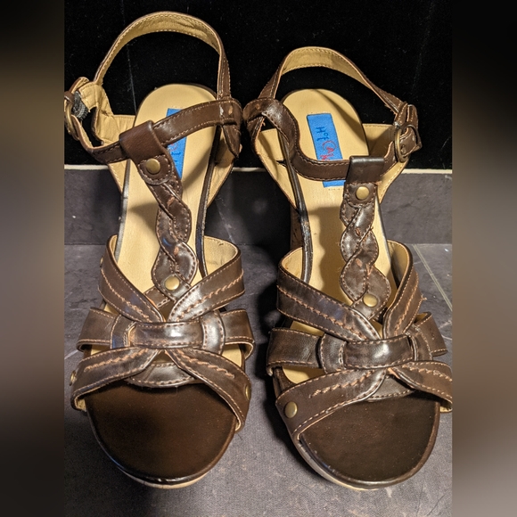 Hot Cakes, Brown Cork Bottom Heeled Sandals, Women's Size 8.5 - Picture 3 of 8